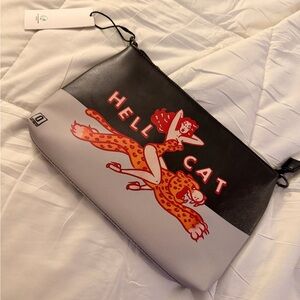 Hellcat Graphic Black and Light Gray Zip Pouch